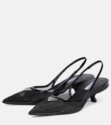 Slingback-Pumps aus Leder und Mesh | Prada