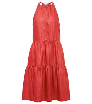 Embellished linen-blend minidress | Brunello Cucinelli