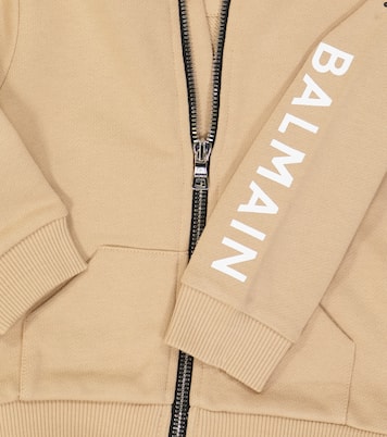 Baby - Felpa in cotone con zip e cappuccio | Balmain Kids