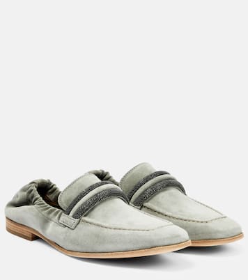 Embellished suede loafers | Brunello Cucinelli
