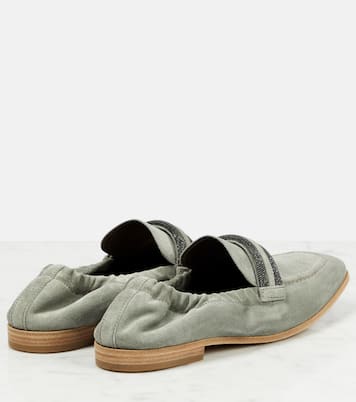 Embellished suede loafers | Brunello Cucinelli