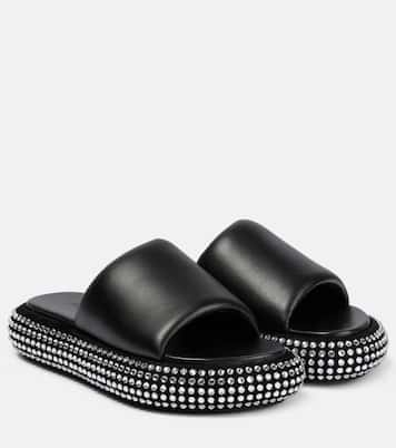Mules à plateforme en cuir à cristaux | JW Anderson