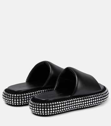 Mules à plateforme en cuir à cristaux | JW Anderson