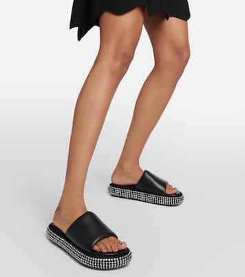 Mules à plateforme en cuir à cristaux | JW Anderson