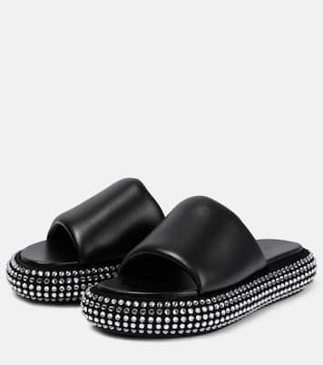 Mules à plateforme en cuir à cristaux | JW Anderson