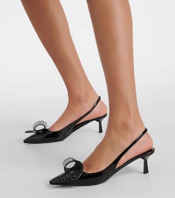 Escarpins en cuir verni à ornements | Prada