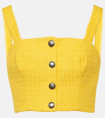 Top raccourci en tweed à ornements | Alessandra Rich