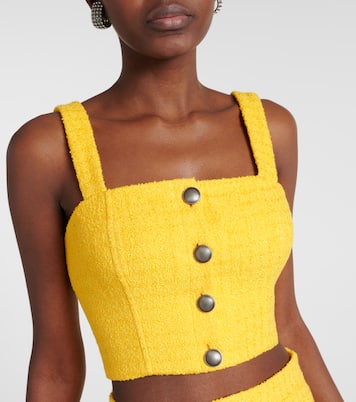 Top raccourci en tweed à ornements | Alessandra Rich