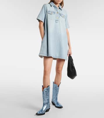Bottes santiags brodées et métallisées | Ganni