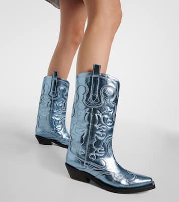 Bottes santiags brodées et métallisées | Ganni