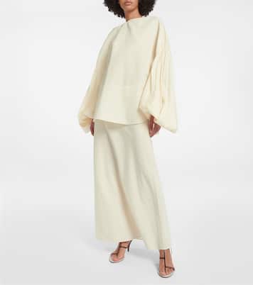 Mauva silk and cotton organza maxi skirt | Khaite
