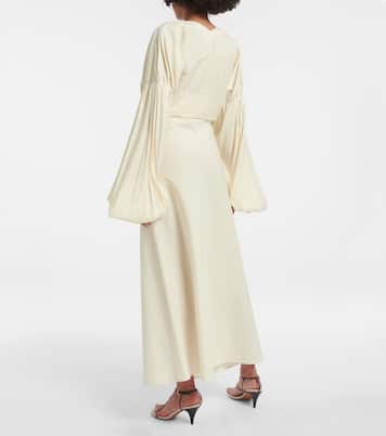Mauva silk and cotton organza maxi skirt | Khaite