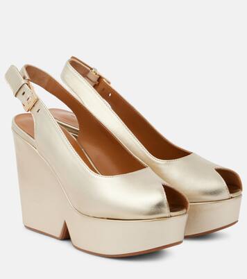 Dylan metallic leather wedge sandals | Clergerie