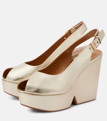 Dylan metallic leather wedge sandals | Clergerie