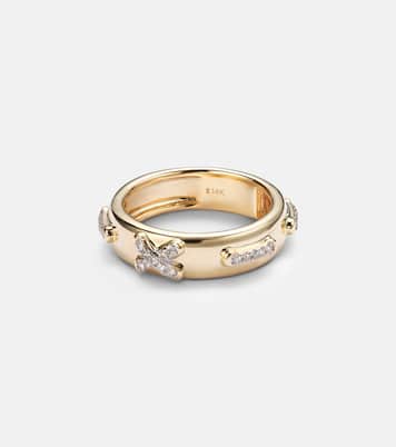 Bague Diamond Cross Stitch en or 14 ct et diamants blancs | Stone and Strand