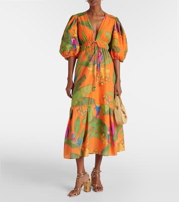 Vestido midi Fresh Macaws de algodón | Farm Rio
