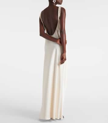 Diamanté-embellished satin maxi dress | Self-Portrait