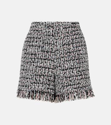 Shorts in bouclé a vita alta con frange | Self-Portrait