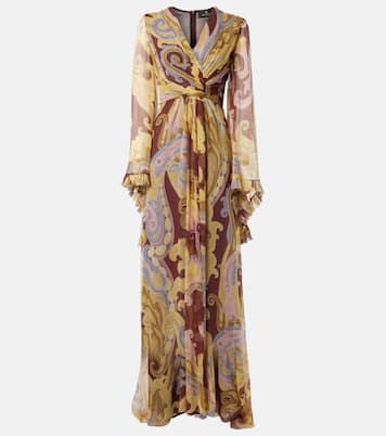 Printed gathered silk chiffon gown | Etro