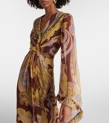Printed gathered silk chiffon gown | Etro