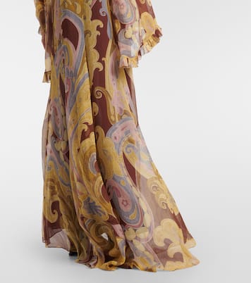 Printed gathered silk chiffon gown | Etro