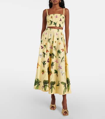 Gonna midi in popeline di misto cotone | Oscar de la Renta