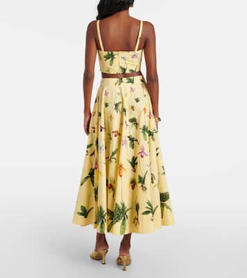 Gonna midi in popeline di misto cotone | Oscar de la Renta