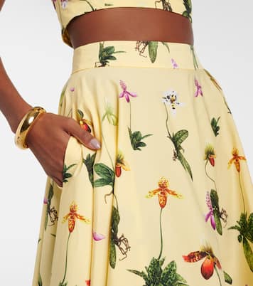 Gonna midi in popeline di misto cotone | Oscar de la Renta