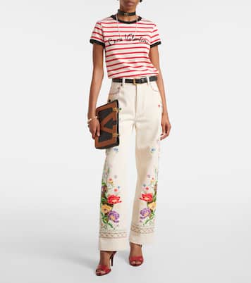 Jeans regular con ricamo a vita alta | Valentino