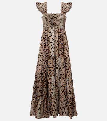 Tiered leopard-print cotton maxi dress | Rixo