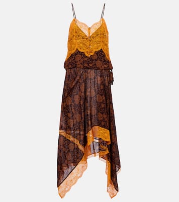 Abito sottoveste in jacquard con pizzo | Dries Van Noten