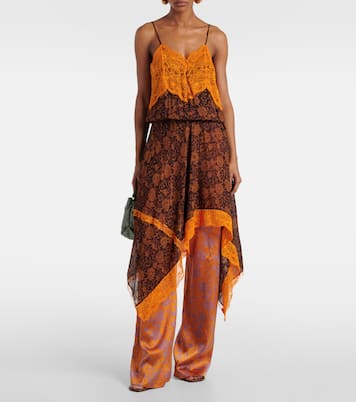 Abito sottoveste in jacquard con pizzo | Dries Van Noten