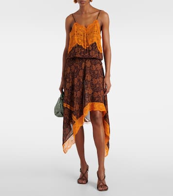 Abito sottoveste in jacquard con pizzo | Dries Van Noten