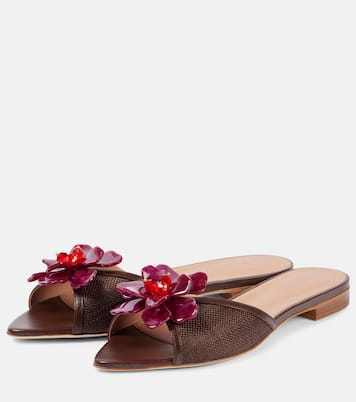 Verzierte Pantoletten Cyd aus Raffiabast | Malone Souliers