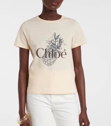 T-shirt in jersey di cotone con logo | Chloé