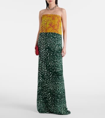 Printed strapless georgette gown | Dries Van Noten