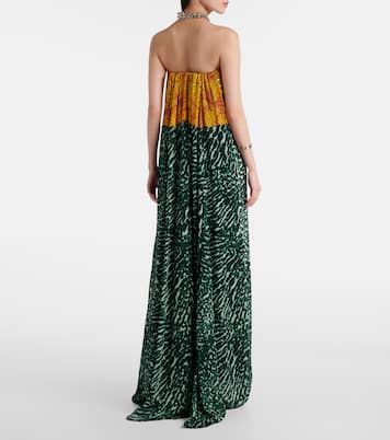Printed strapless georgette gown | Dries Van Noten