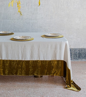 Linen and velvet tablecloth | Once Milano