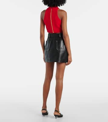 Minigonna in pelle con cintura | Balmain