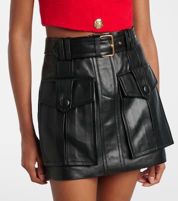 Minigonna in pelle con cintura | Balmain