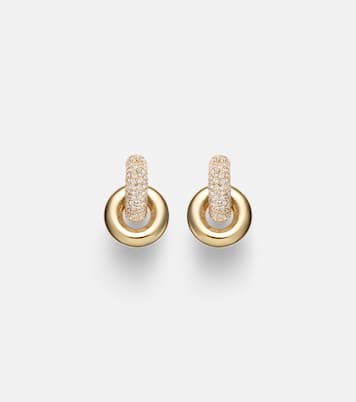 Buoy 14kt gold huggie earrings with diamonds | Stone and Strand