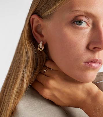 Buoy 14kt gold huggie earrings with diamonds | Stone and Strand