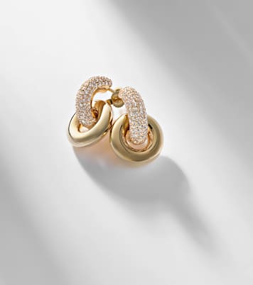 Buoy 14kt gold huggie earrings with diamonds | Stone and Strand