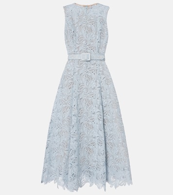 Abito midi in pizzo con cintura | Oscar de la Renta