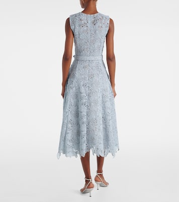 Abito midi in pizzo con cintura | Oscar de la Renta