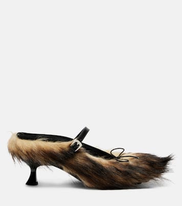Grip faux fur and canvas mules | Simone Rocha