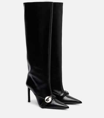 Logo leather knee-high boots | Coperni