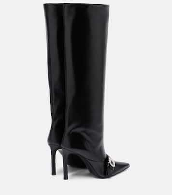 Logo leather knee-high boots | Coperni