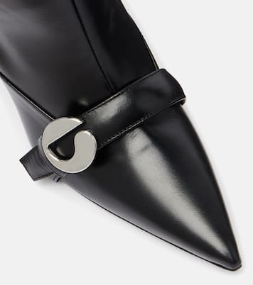 Logo leather knee-high boots | Coperni