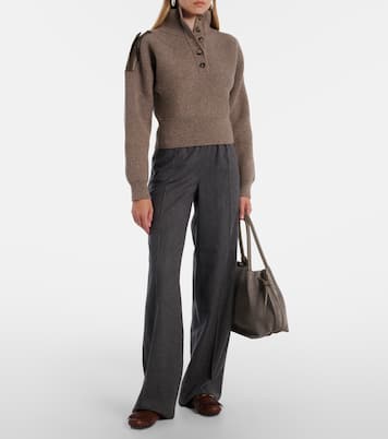 Pantalon ample à taille haute en laine et cachemire | Tod's